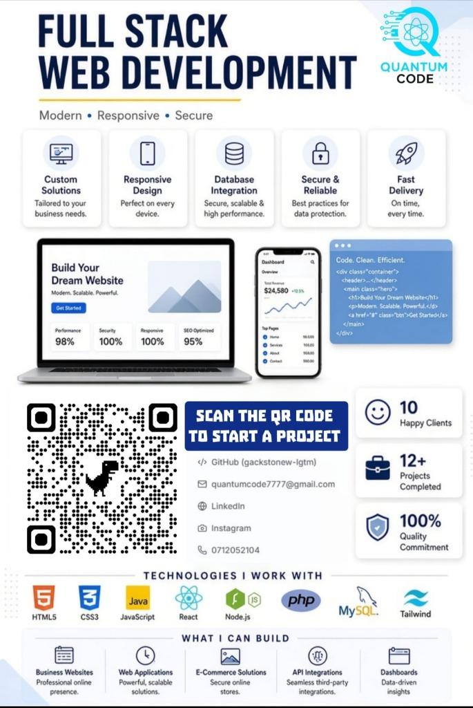Full Stack Web Development services poster – Quantum Code